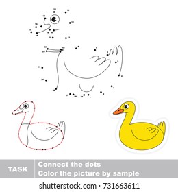 Yellow Duckling. Dot to dot educational game for kids.