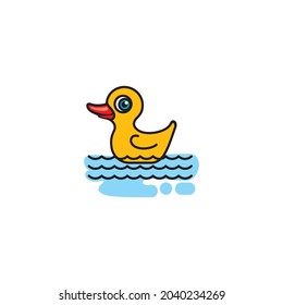 A yellow duckling with a red beak.