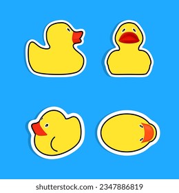 Yellow ducks stickers. Label for craft or tags