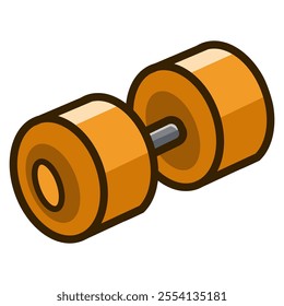 Yellow dumbbell on white background