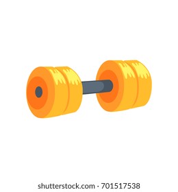 Yellow dumbbell, sport equipment cartoon vector Illustration