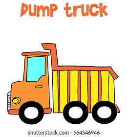 Yellow dump truck cartoon vector collection stock