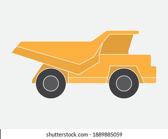 Yellow dump truck. Hand-drawn vector illustration on light background.