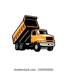yellow dump truck illustration vector
