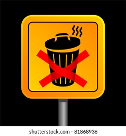 yellow dumpster sign isolated on black background