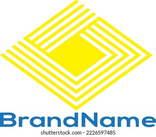 yellow duplicated square logo made on a white background