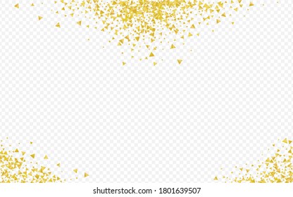 Yellow Dust Abstract Transparent Background. Paper Shine Postcard. Gold Rain Glamour Texture. Confetti Anniversary Invitation.
