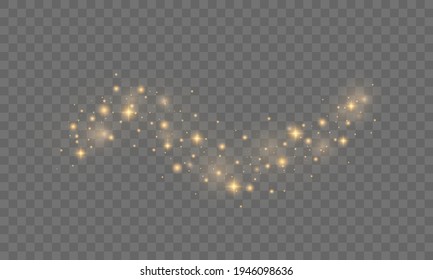Gelber Staub. Schönes Licht blinkt. Staubpartikel fliegen im All.