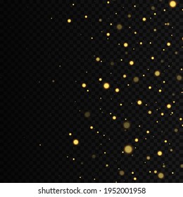 Yellow dust. Beautiful light flashes. Dust particles fly in space.