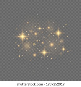 Yellow dust. Beautiful light flashes. Dust particles fly in space.