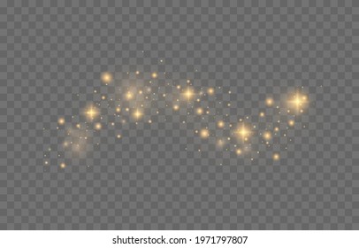 Yellow dust. Beautiful light flashes. Dust particles fly in space.