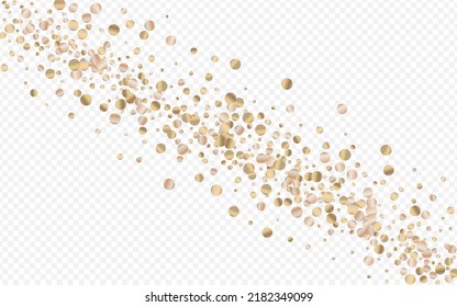 Yellow Dust Bright Transparent Background. Modern Confetti Illustration. Bronze Sequin Paper Banner. Rain Transparent Texture.