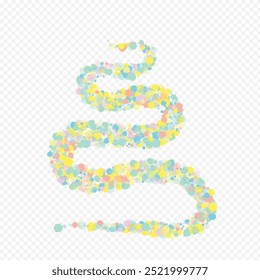 Yellow Dust Carnival Transparent Background. Fun Confetti Illustration. Top Rain Design. White Dot Decoration Pattern.