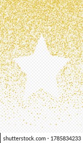 Yellow Dust Christmas Transparent Background. Luxury Shard Texture. Gold Triangle Festive Illustration. Shine Golden Banner.