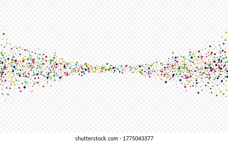 Yellow Dust FallingFestive Transparent Background. Carnaval Rain Postcard. Effect Round Texture. Color Circle Invitation Illustration.