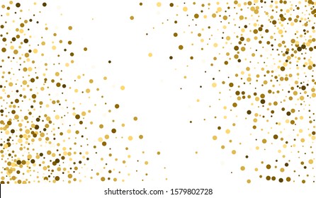 Yellow Dust Holiday Background. Shiny Dot Background. Art Pattern. Gold Glow Festive Background. Confetti Christmas Illustration.