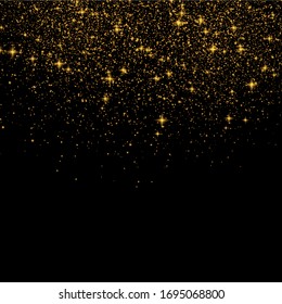 Yellow dust yellow sparks and golden stars shine with special light.Sparkling magic dust particles.Christmas Abstract stylish light effect on a transparent background.Christmas abstract vector pattern