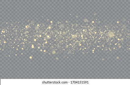 Yellow dust yellow sparks and golden stars shine with special light.Christmas Abstract stylish light effect on a transparent background.Sparkling magic dust particles.Christmas abstract vector pattern