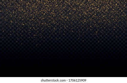 Yellow dust yellow sparks and golden stars shine with special light.Sparkling magic dust particles.Christmas Abstract stylish light effect on a transparent background.Christmas abstract vector pattern