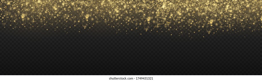 Yellow dust sparks and star shine with special light, sparkling golden magic dust particles bokeh on transparent background, Christmas sparkle light effect, sparkle, shine lights, vector illustration.