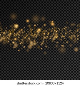 Yellow dust sparks and star shine with special light, Christmas sparkl light effect, sparkle, shine lights, sparkling golden magic dust particles on transparent background, vector illustration.