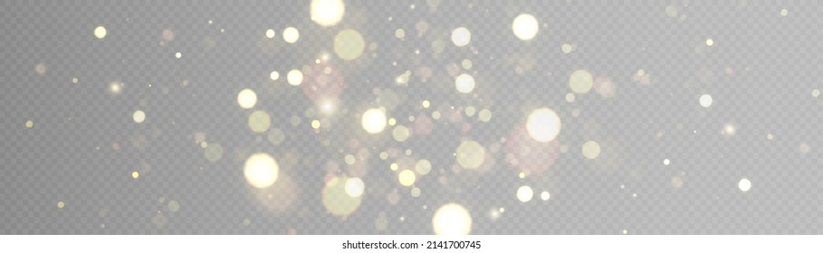Yellow dust sparks and stars shine special highlights, christmas glitter light effect, sparkling golden magic dust particles on transparent background, vector illustration.