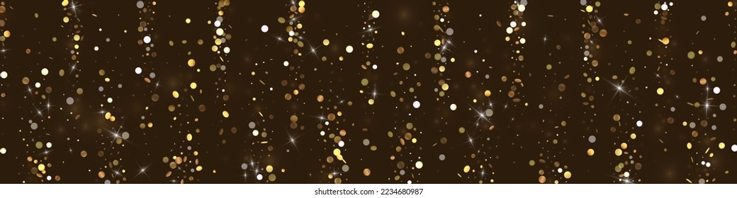 Yellow Dust Vector Luxury Panoramic Background. Holiday Shine Design. Gold Confetti Light Illustration. Isolated Circle Invitation.