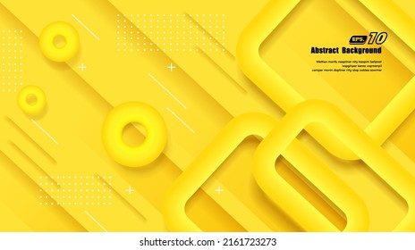 Yellow dynamic abstract background. Modern yellow color. Fast moving 3d lines with shadow. Banner vector illustration.