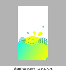 Yellow dynamic abstract fluid social media background. Wavy bubble web banner, screen, mobile app colorful design. Flowing liquid gradient shapes. Geometric social network stories theme template