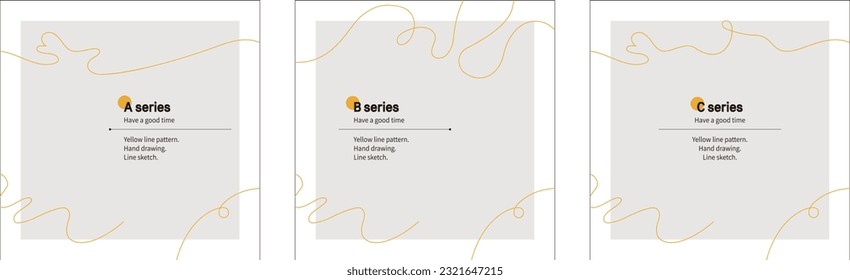 yellow dynamic waves line frame simple layout background Instagram post template