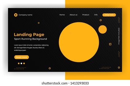 Yellow dynamic website landing page template background - vector