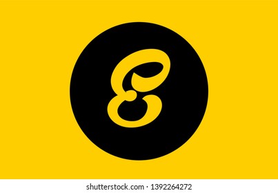 yellow E letter alphabet icon design with black circle suitable for a business or corporate logo