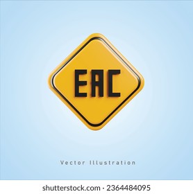 yellow EAC mark in 3d vector illustration