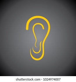 Yellow Ear icon on black background.