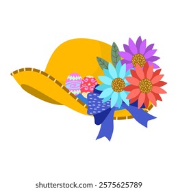 Yellow Easter bonnet for Easter decoration illustration.