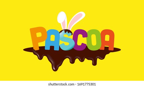 Pascua amarilla con letras de color y aceite de chocolate