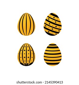 Yellow easter egg different motif design vector
