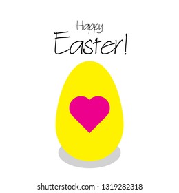 Yellow Easter egg with heart shape, isolated on white background. Easter is a Christian holiday celebrating Jesus Christ returning from the dead.