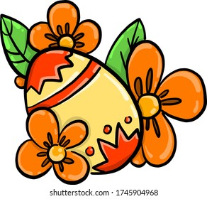 Yellow easter egg , illustration, vector on white background