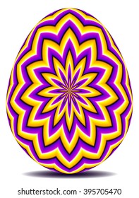 Yellow easter egg with optical expansion illusion