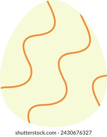 Yellow easter egg with orange curve line icon. Happy easter. Vector and illustration.  Ready to use. Easy to customize.