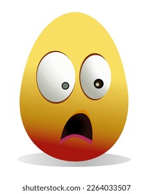 yellow easter egg with a painted face. Vector illustration