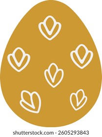 Yellow Easter egg with white abstract in a cute flat style