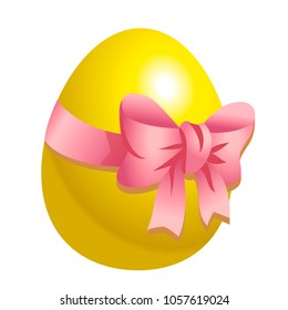 Yellow Easter egg with. Vector illustration isolated on white background. Clipart for the holiday design and cards