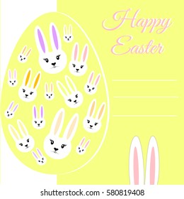 Yellow Easter Eggs, Easter Bunny on a white background