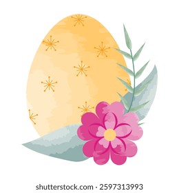 Yellow Easter Eggs And Pink Flowers Decoration