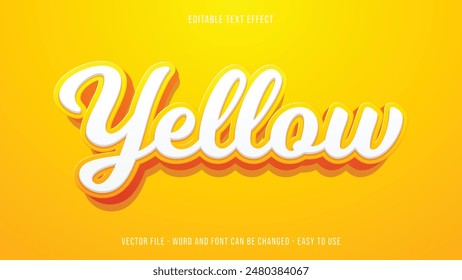 Estilo 3D de efecto de texto editable amarillo