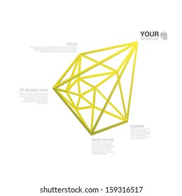 Yellow edition of a 3d abstract minimal edgy pointy lattice network composition, scalable eps10 vector background for infographics, for webdesign, print or for universal use
