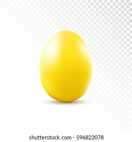 Yellow egg isolated on transparent  background. Easter object template. Vector illustration.