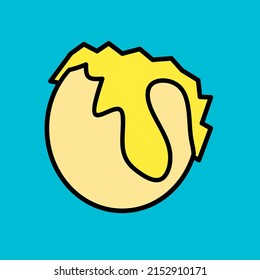yellow egg logo on a blue background
